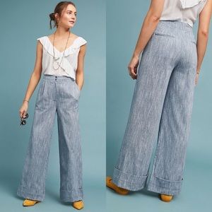 Anthropologie Dolan Blue Harrison Wide Leg Pants S